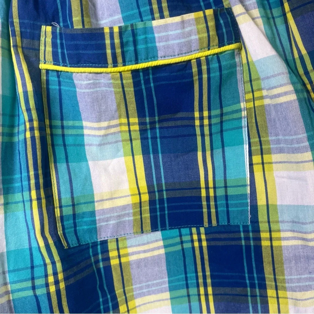 Psycho Bunny Plaid Shorts with Embroidered Bunny Logo Yellow/Blue Size‎ Small